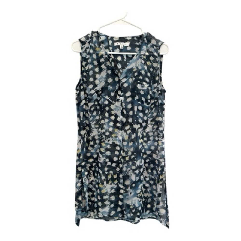 Early 2010’s CAbi Blue and Black Patterned Long Blouse/Mini Dress Size Small